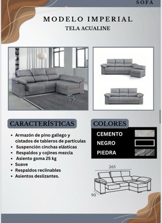 Sofá Chaislongue Beige Tela