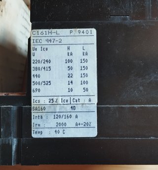 Merlin Gerin C161H Interruptor trifásica 400V 160A