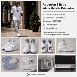 Air Jordan 5 Retro White Metallic Reimagined