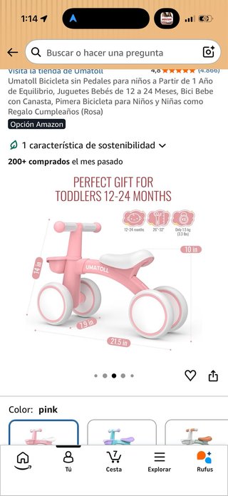 Bici de Equilibrio Umatoll Rosa