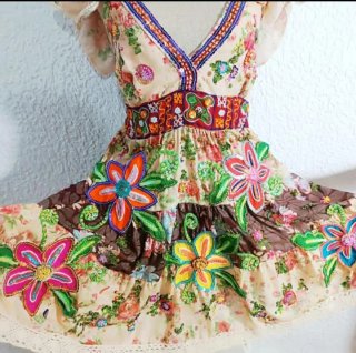 Vestido étnico lentejuelas  Artesanal hecho a mano