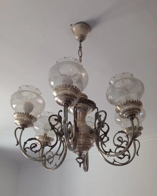 Lámpara de techo antigua de cristal
