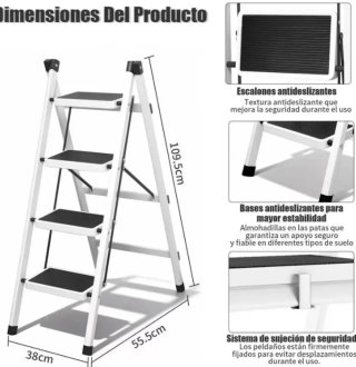 Escalera 4 peldaños plegable