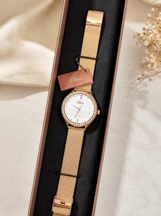 Reloj Cluci Dorado con Bisel Brillante