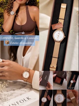 Reloj Cluci Dorado con Bisel Brillante