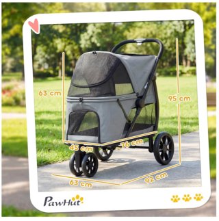 Carrito plegable PawHut gris para Perro Mediano