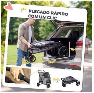 Carrito plegable PawHut gris para Perro Mediano