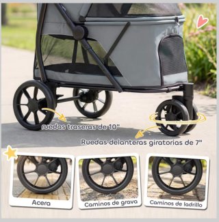 Carrito plegable PawHut gris para Perro Mediano