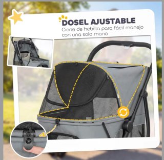 Carrito plegable PawHut gris para Perro Mediano