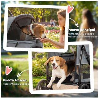 Carrito plegable PawHut gris para Perro Mediano
