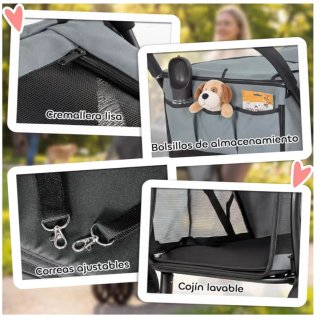 Carrito plegable PawHut gris para Perro Mediano