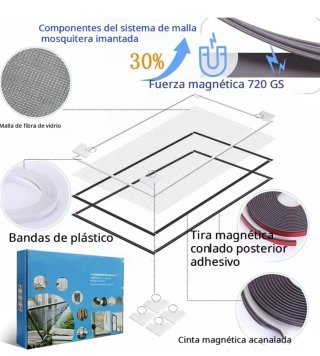 Tela mosquitera magnética para ventanas