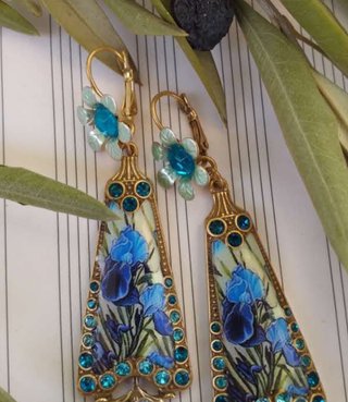 Pendientes Belle Époque Mixtos Azul Dorado