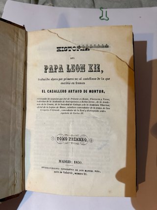 Historia del Papa León XII Tomo I Artaud de Montor