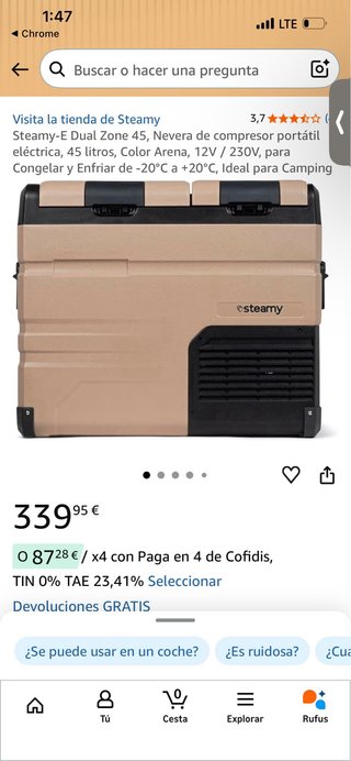 Nevera Portátil Steamy A45L(Alpicool  TA45)
