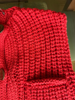 Cárdigan Zara Rojo Punto Grueso