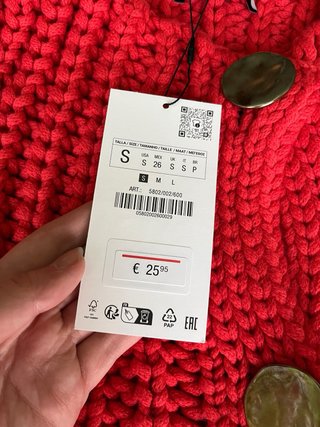 Cárdigan Zara Rojo Punto Grueso