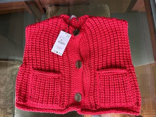 Cárdigan Zara Rojo Punto Grueso