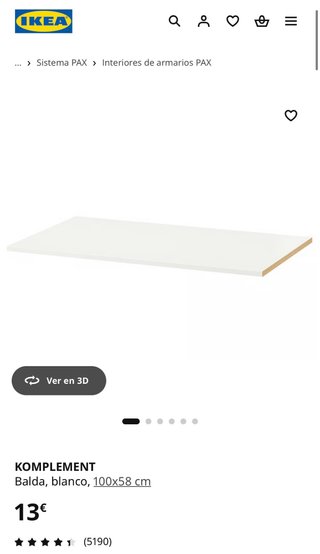Balda KOMPLEMENT IKEA Blanca Nueva