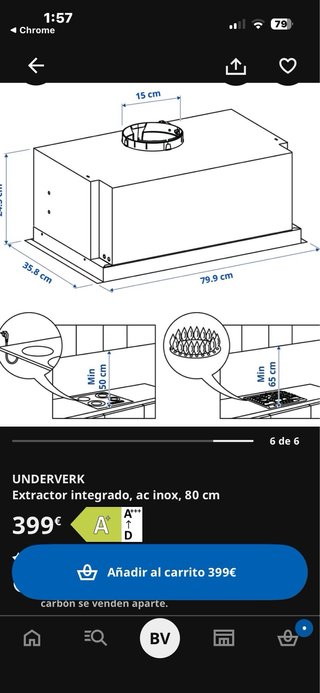Extractor campana extractora Underverk 80cm