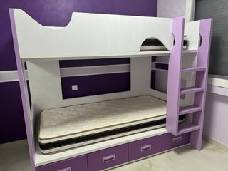Dormitorio juvenil completo en color lila y blanco