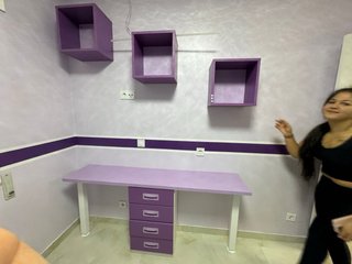 Dormitorio juvenil completo en color lila y blanco