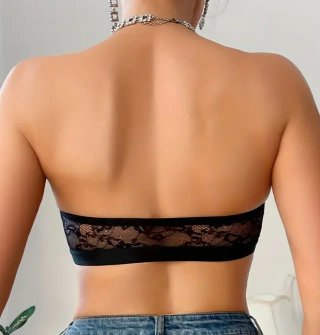 Bustier Encaje Negro Sin Aros