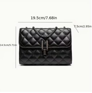 Bolso Elegante Negro Rombo Cadena Cierre Candado