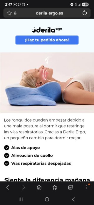Almohada + 1 Funda extra Ergonómica Derila Ergo