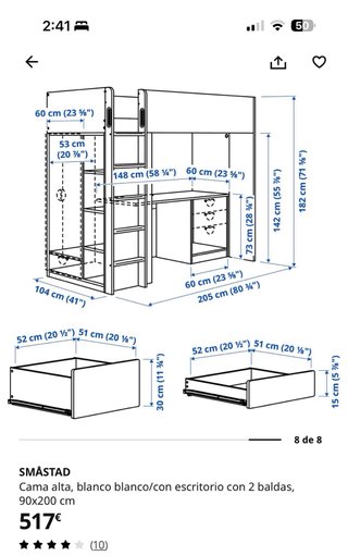 Litera Ikea con Escritorio y Armario