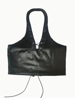 Top Halter Piel Sintética Negro