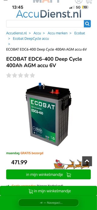 4 Baterías Ecobat EDC6-400 AGM Deep Cycle