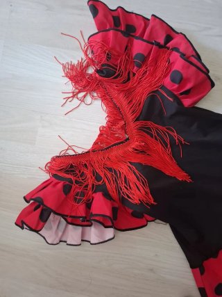 Vestido Sevillana Lunares Rojo y Negro
