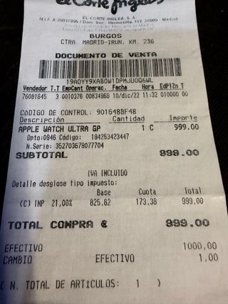 Apple Watch Ultra 1* Plateado