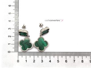 pendientes plata 925mm con piedra con malaquita