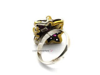 sortija plata 925mm con piedra con diamante,cuarzo