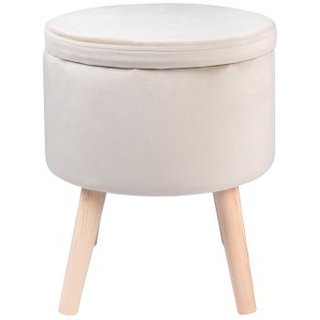 Taburete baúl terciopelo y madera