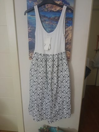 Vestido Zara doble capa blanco y negro
