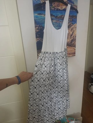 Vestido Zara doble capa blanco y negro