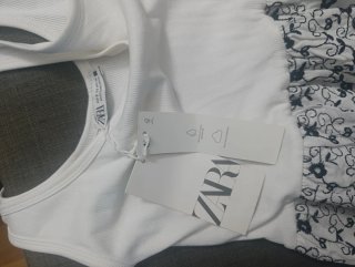 Vestido Zara doble capa blanco y negro