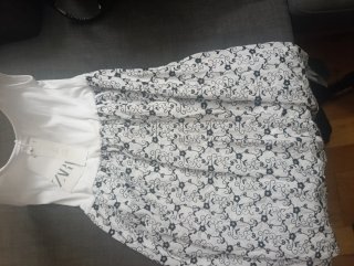 Vestido Zara doble capa blanco y negro