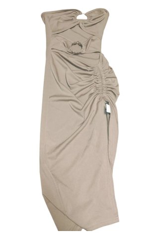 Vestido beige con aberturas talla XS shein