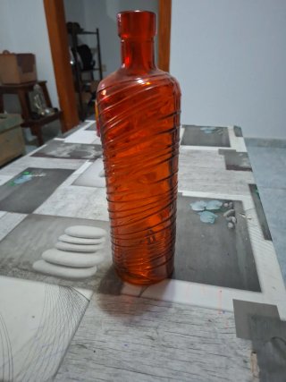 Botella Decorativa Naranja Vidrio