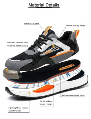 Zapatos de seguridad RAYDLINX negros y naranjas