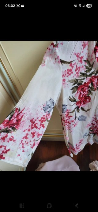 Blusa top cotone fantasia floreale manica 3/4