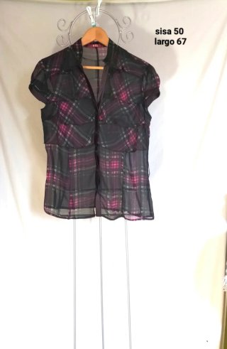 Blusa cuadros transparente talla única