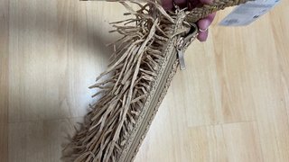 Bolso neceser flecos beige y marrón