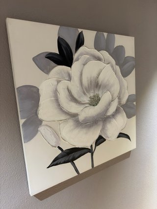 Cuadro Flor Magnolia Blanco y Gris