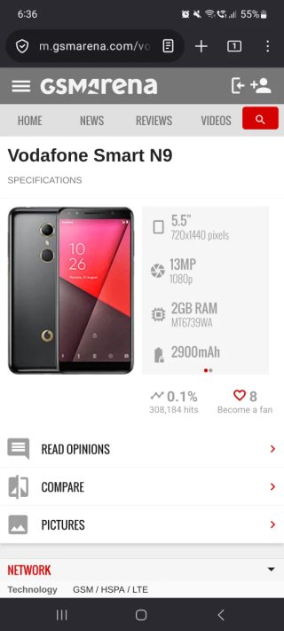 Telefono Vodafone VFD720 Alcatel Negro