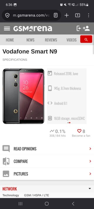 Telefono Vodafone VFD720 Alcatel Negro